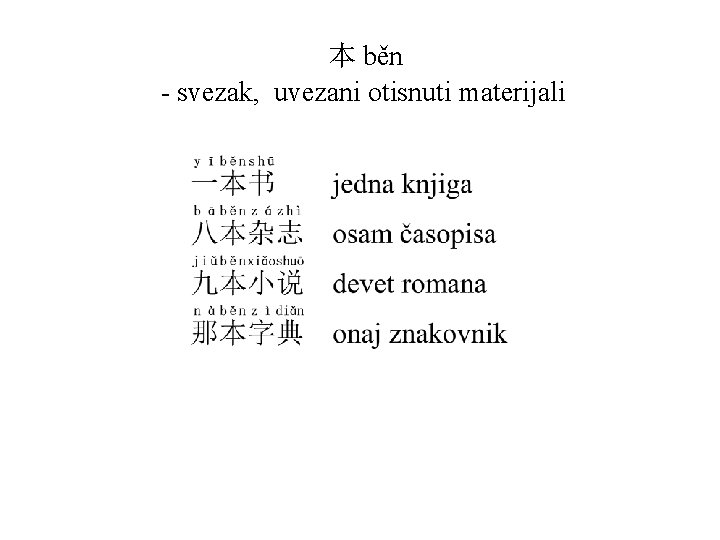 本 běn - svezak, uvezani otisnuti materijali 