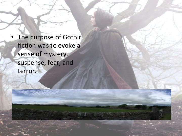  • The purpose of Gothic fiction was to evoke a sense of mystery,