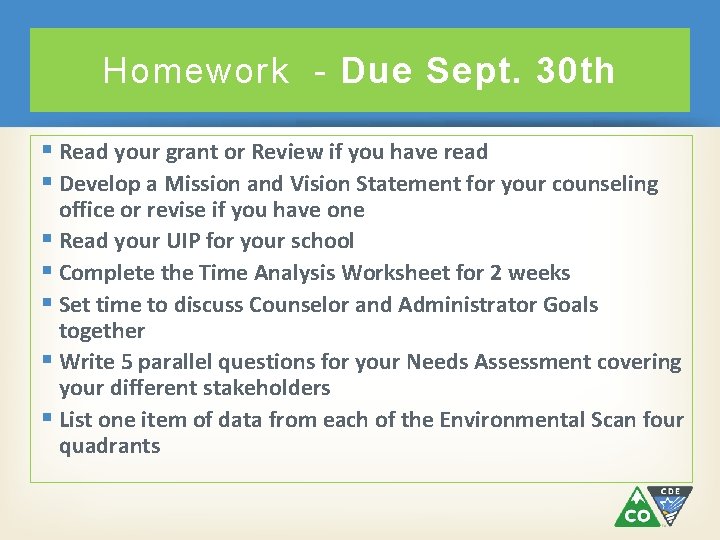 Homework - Due Sept. 30 th § Read your grant or Review if you