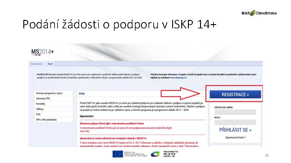 Podání žádosti o podporu v ISKP 14+ 20 