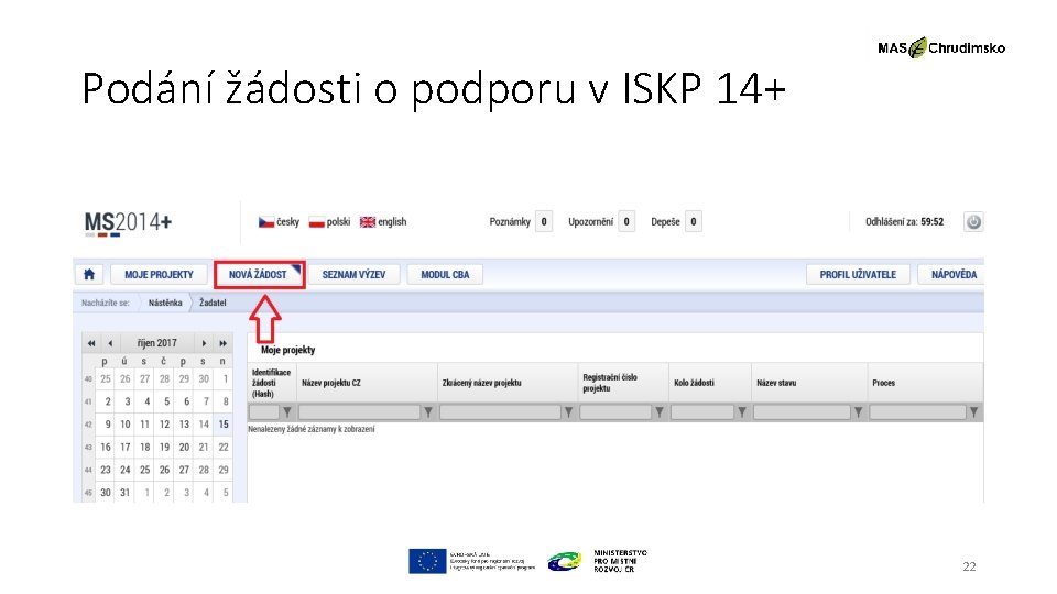 Podání žádosti o podporu v ISKP 14+ 22 