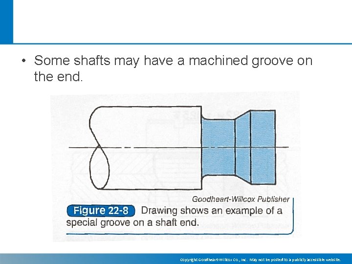  • Some shafts may have a machined groove on the end. Copyright Goodheart-Willcox