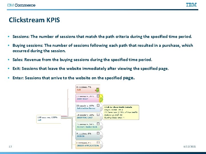 Clickstream KPIS § Sessions: The number of sessions that match the path criteria during