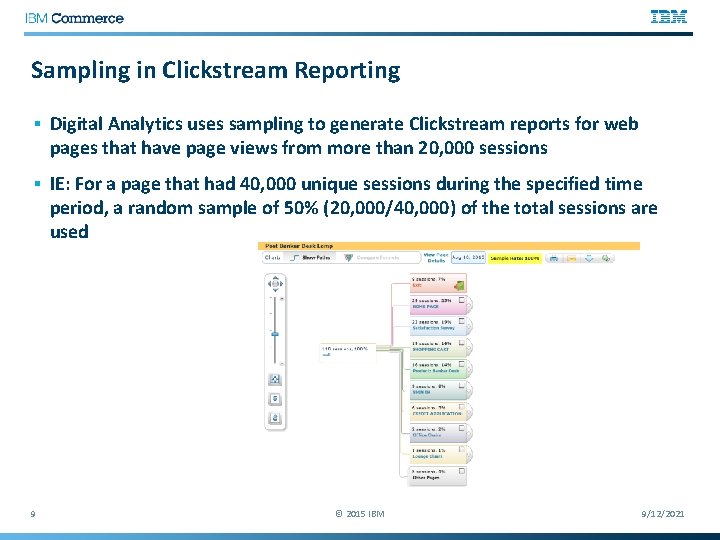 Sampling in Clickstream Reporting § Digital Analytics uses sampling to generate Clickstream reports for