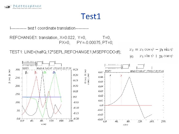 Test 1 !------ test 1 coordinate translation-----REFCHANGE 1: translation, X=0. 022, Y=0, T=0, PX=0,