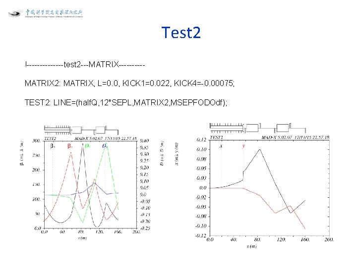 Test 2 !-------test 2 ---MATRIX-----MATRIX 2: MATRIX, L=0. 0, KICK 1=0. 022, KICK 4=-0.