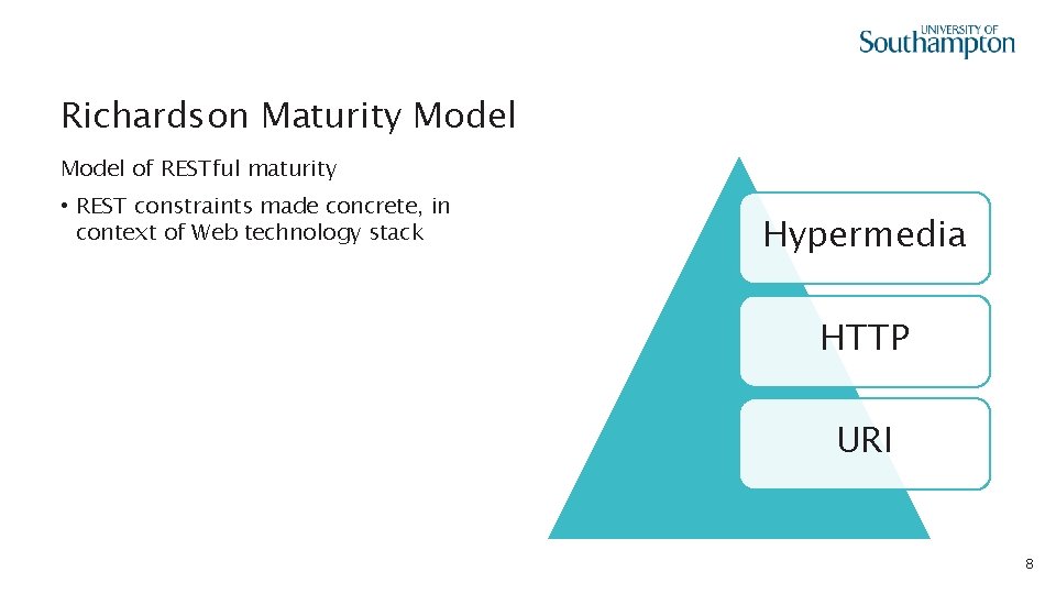 Richardson Maturity Model of RESTful maturity • REST constraints made concrete, in context of