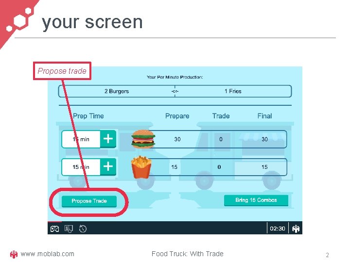 your screen Propose trade www. moblab. com Food Truck: With Trade 2 