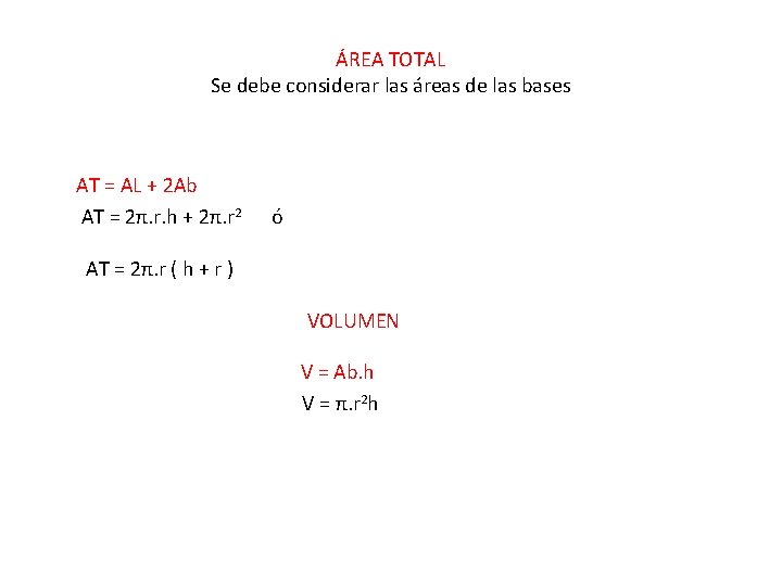 ÁREA TOTAL Se debe considerar las áreas de las bases AT = AL +