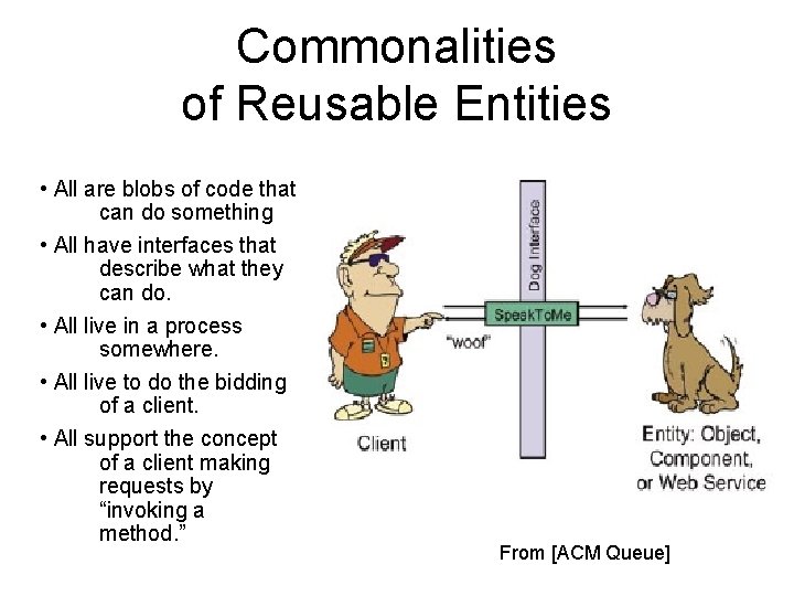 Commonalities of Reusable Entities • All are blobs of code that can do something