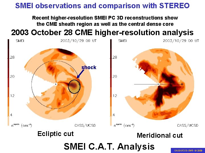 SMEI observations and comparison with STEREO Recent higher-resolution SMEI PC 3 D reconstructions show