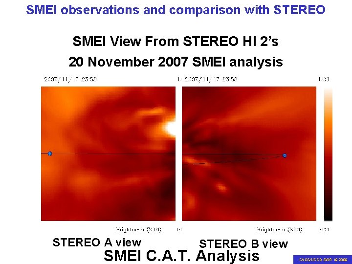 SMEI observations and comparison with STEREO SMEI View From STEREO HI 2’s 20 November