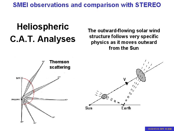 SMEI observations and comparison with STEREO Heliospheric C. A. T. Analyses The outward-flowing solar
