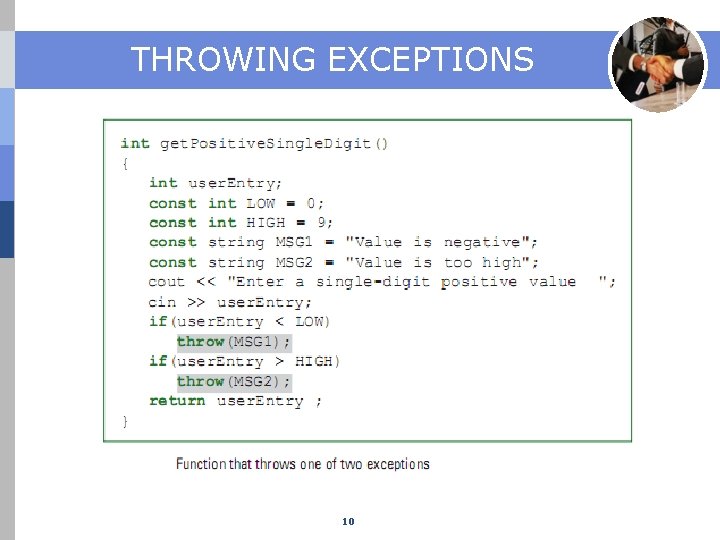 THROWING EXCEPTIONS 10 