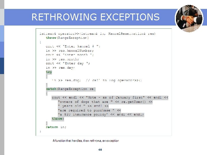 RETHROWING EXCEPTIONS 40 