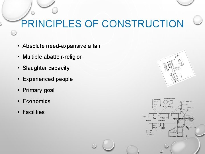 PRINCIPLES OF CONSTRUCTION • Absolute need-expansive affair • Multiple abattoir-religion • Slaughter capacity • PRINCIPLES OF CONSTRUCTION • Absolute need-expansive affair • Multiple abattoir-religion • Slaughter capacity •