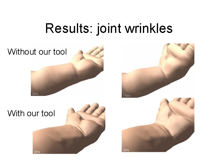 Results: joint wrinkles Without our tool With our tool 