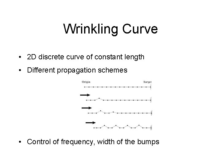 Wrinkling Curve • 2 D discrete curve of constant length • Different propagation schemes