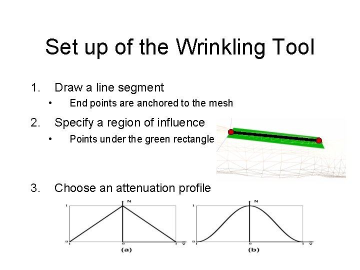 Set up of the Wrinkling Tool 1. Draw a line segment • 2. Specify