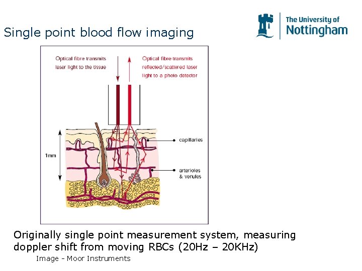 Single point blood flow imaging Originally single point measurement system, measuring doppler shift from Single point blood flow imaging Originally single point measurement system, measuring doppler shift from
