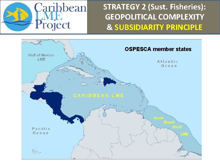 STRATEGY 2 (Sust. Fisheries): GEOPOLITICAL COMPLEXITY & SUBSIDIARITY PRINCIPLE OSPESCA member states 