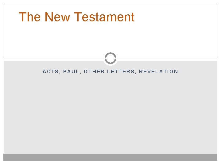 The New Testament ACTS, PAUL, OTHER LETTERS, REVELATION 