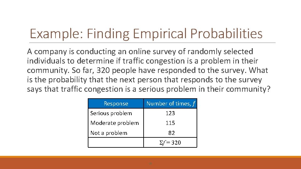 Example: Finding Empirical Probabilities A company is conducting an online survey of randomly selected