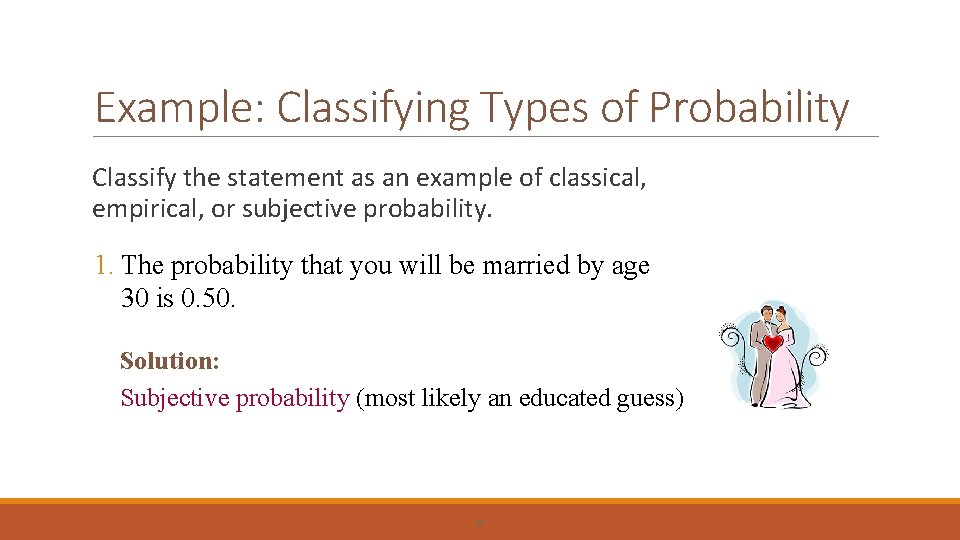 Example: Classifying Types of Probability Classify the statement as an example of classical, empirical,