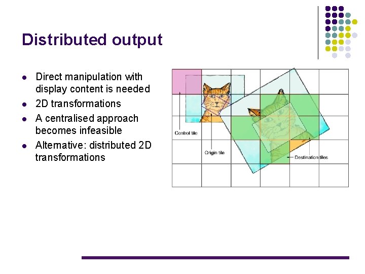 Distributed output l l Direct manipulation with display content is needed 2 D transformations