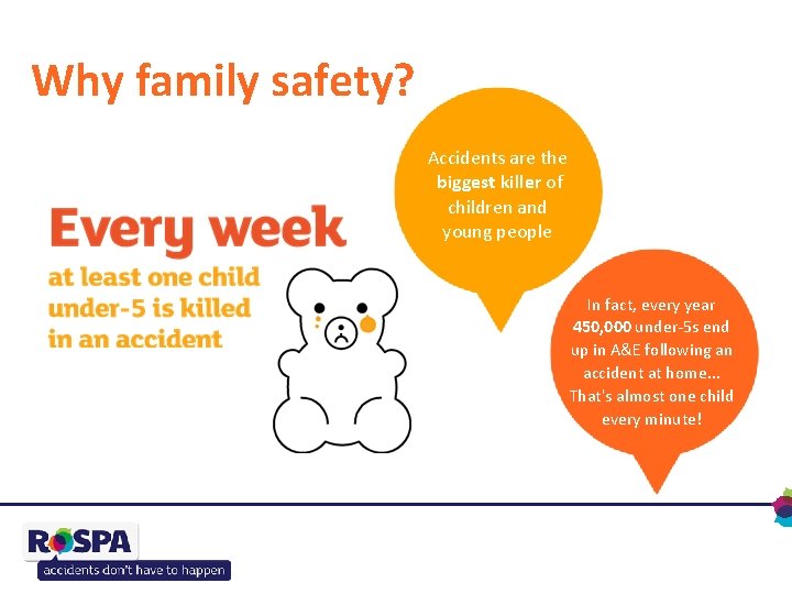 Why family safety? Accidents are the biggest killer of children and young people In