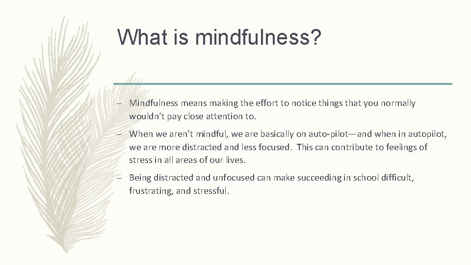 What is mindfulness? – Mindfulness means making the effort to notice things that you