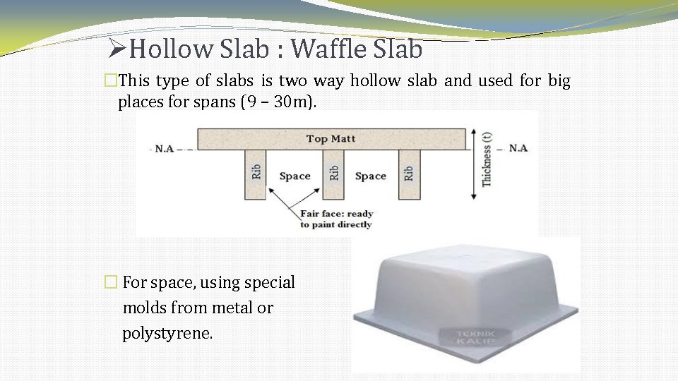 Hollow Slab : Waffle Slab �This type of slabs is two way hollow Hollow Slab : Waffle Slab �This type of slabs is two way hollow