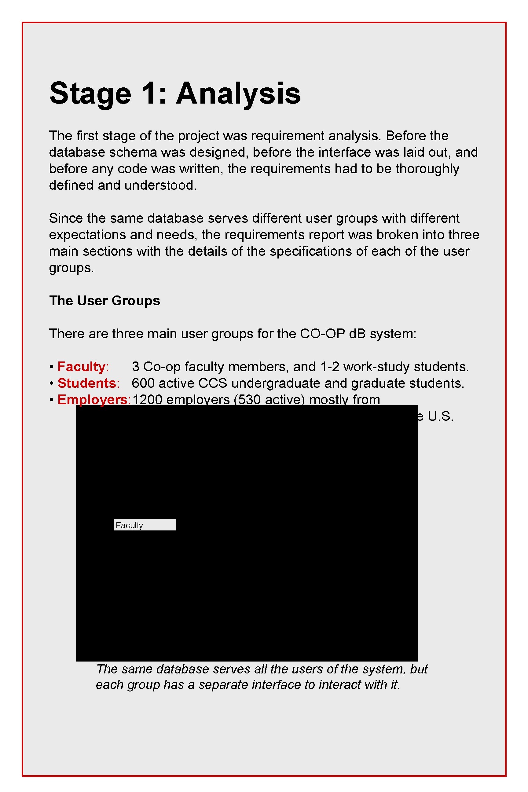 Stage 1: Analysis The first stage of the project was requirement analysis. Before the