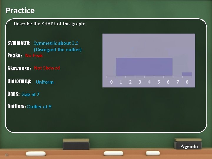 Practice Describe the SHAPE of this graph: Symmetry: Symmetric about 3. 5 (Disregard the Practice Describe the SHAPE of this graph: Symmetry: Symmetric about 3. 5 (Disregard the