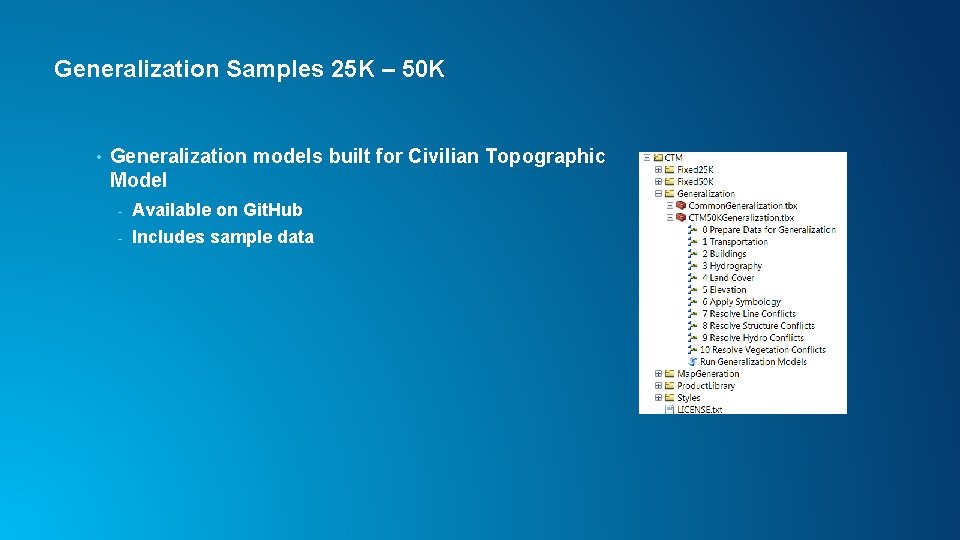 Generalization Samples 25 K – 50 K • Generalization models built for Civilian Topographic