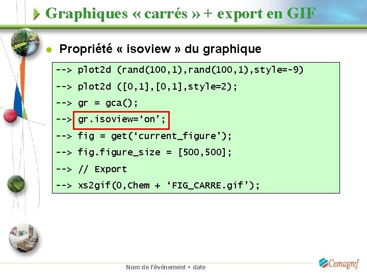 Graphiques « carrés » + export en GIF l Propriété « isoview » du
