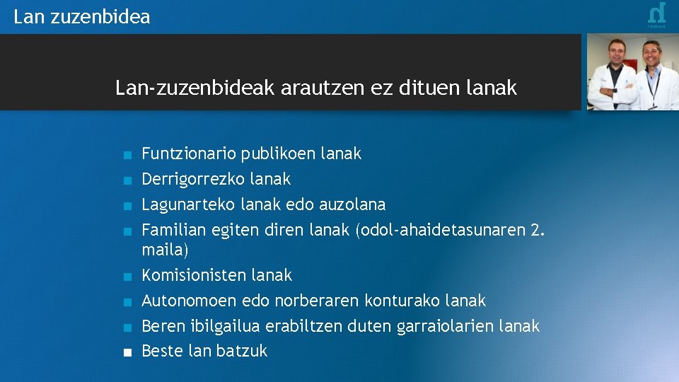 Lan zuzenbidea Lan-zuzenbideak arautzen ez dituen lanak ■ ■ ■ ■ Funtzionario publikoen lanak