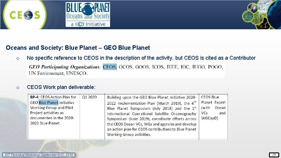 Oceans and Society: Blue Planet – GEO Blue Planet o No specific reference to