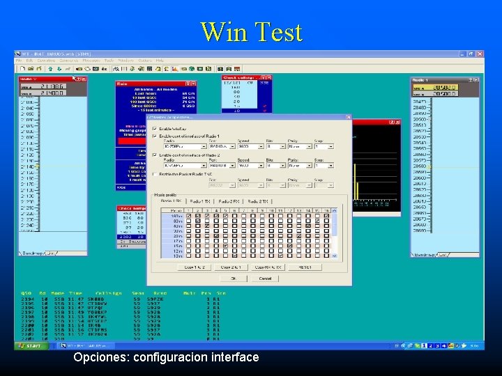 Win Test Opciones: configuracion interface 