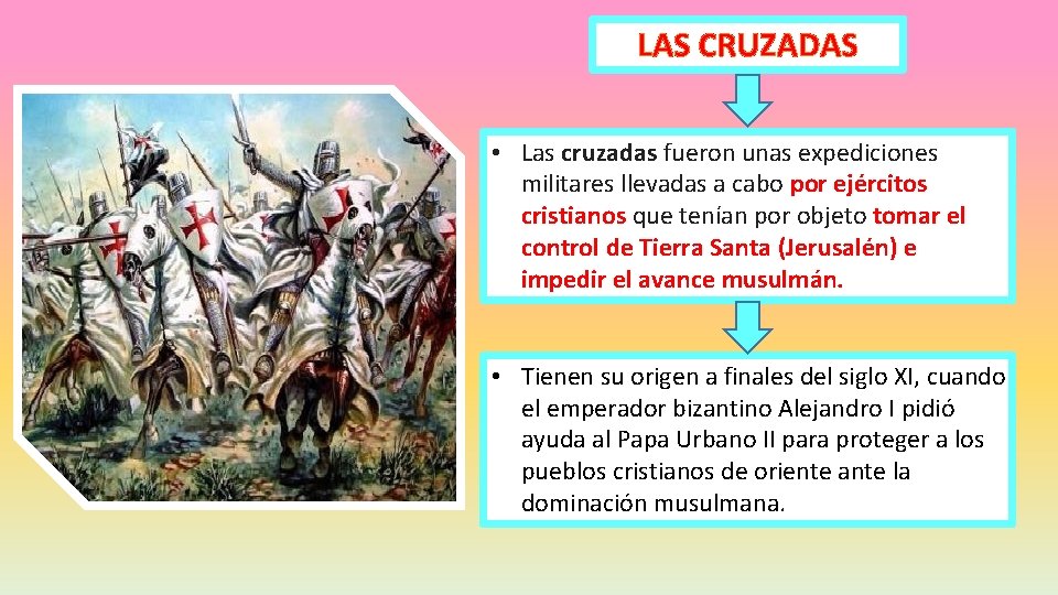 LAS CRUZADAS • Las cruzadas fueron unas expediciones militares llevadas a cabo por ejércitos