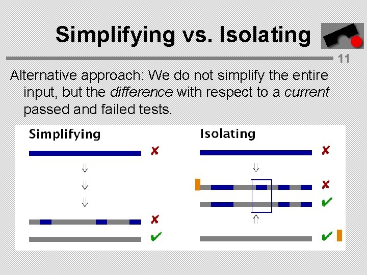Simplifying vs. Isolating 11 Alternative approach: We do not simplify the entire input, but
