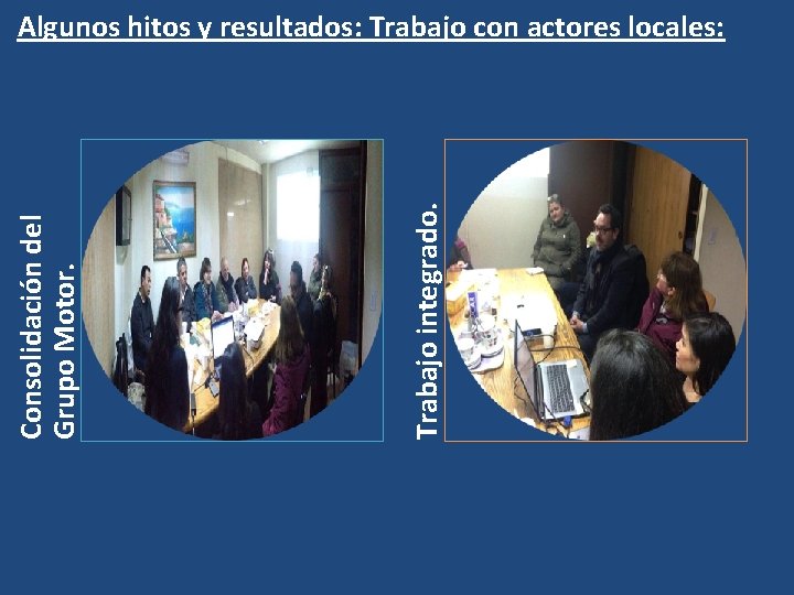 Trabajo integrado. Consolidación del Grupo Motor. Algunos hitos y resultados: Trabajo con actores locales: Trabajo integrado. Consolidación del Grupo Motor. Algunos hitos y resultados: Trabajo con actores locales:
