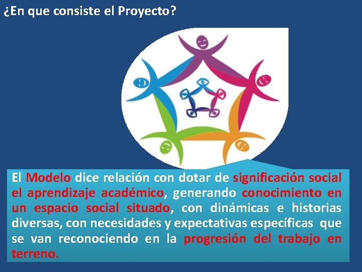 ¿En que consiste el Proyecto? El Modelo dice relación con dotar de significación social ¿En que consiste el Proyecto? El Modelo dice relación con dotar de significación social