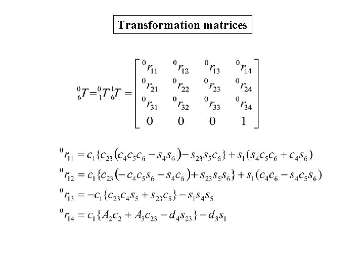 Transformation matrices 