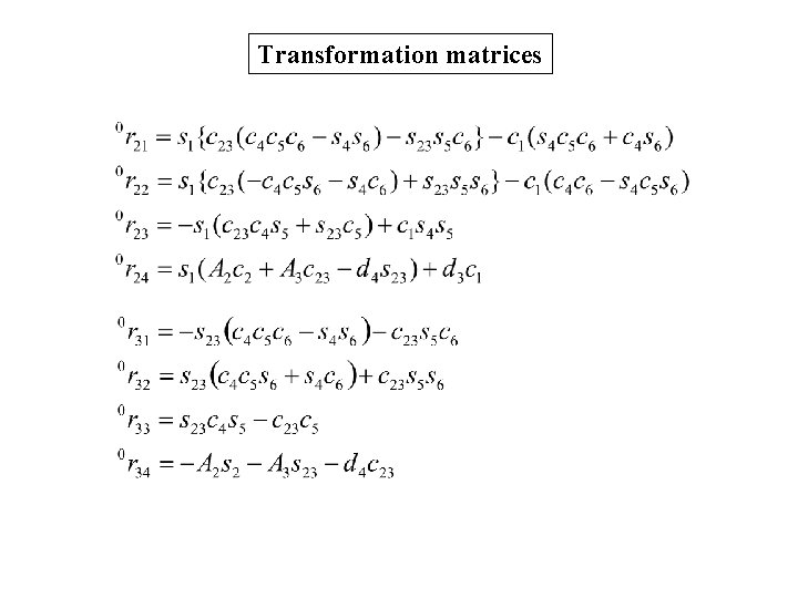 Transformation matrices 
