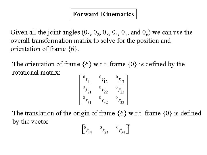 Forward Kinematics Given all the joint angles ( 1, 2, 3, 4, 5, and