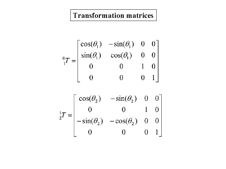 Transformation matrices 