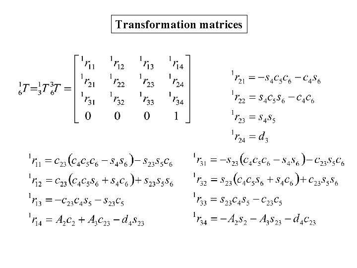 Transformation matrices 