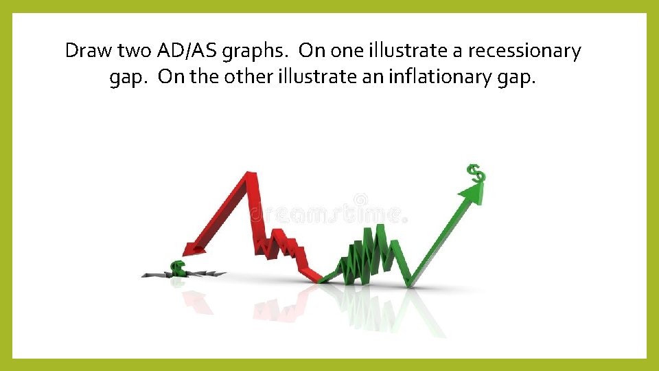 Draw two AD/AS graphs. On one illustrate a recessionary gap. On the other illustrate