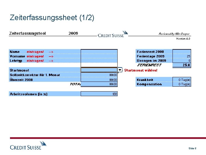 Zeiterfassungssheet (1/2) Slide 5 